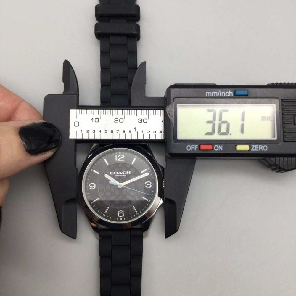 Coach Libby Watch Women 36mm Silver Tone Black Silicone Band 30M - Picture 13 of 15